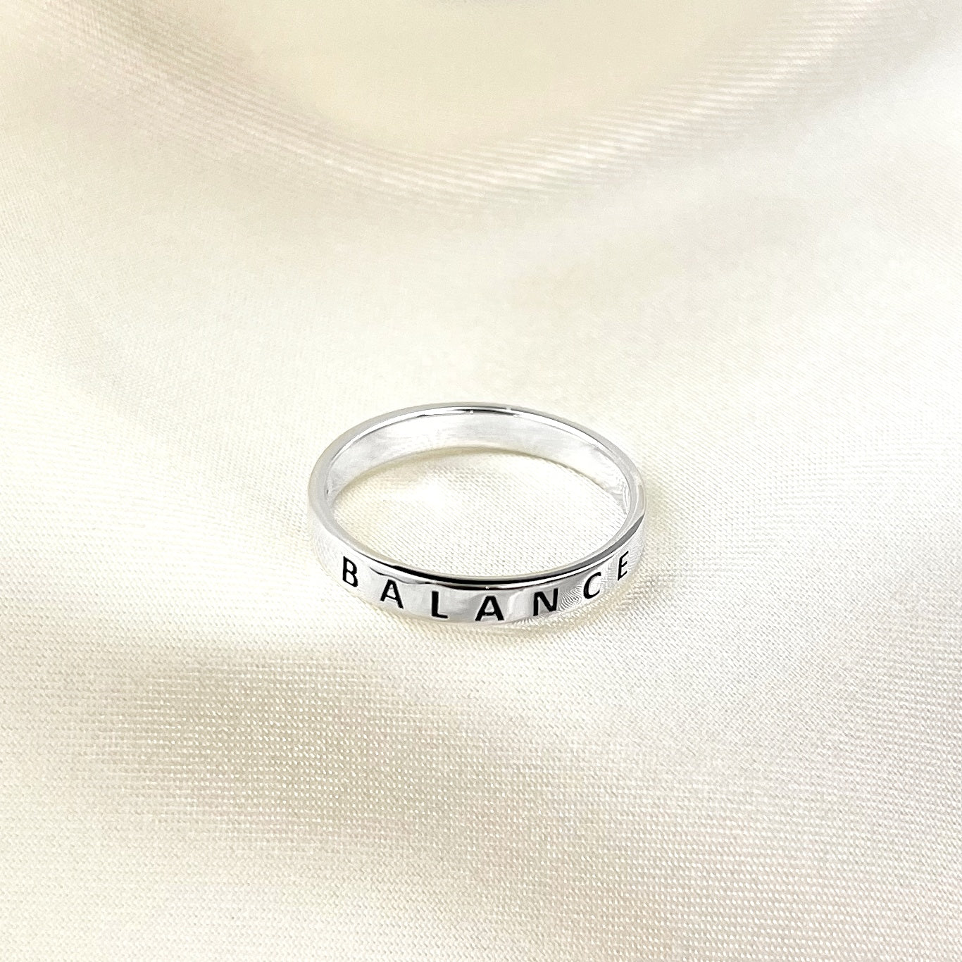 BALANCE Ring - 925 Sterling Silver Engraved Stamp Finger Ring