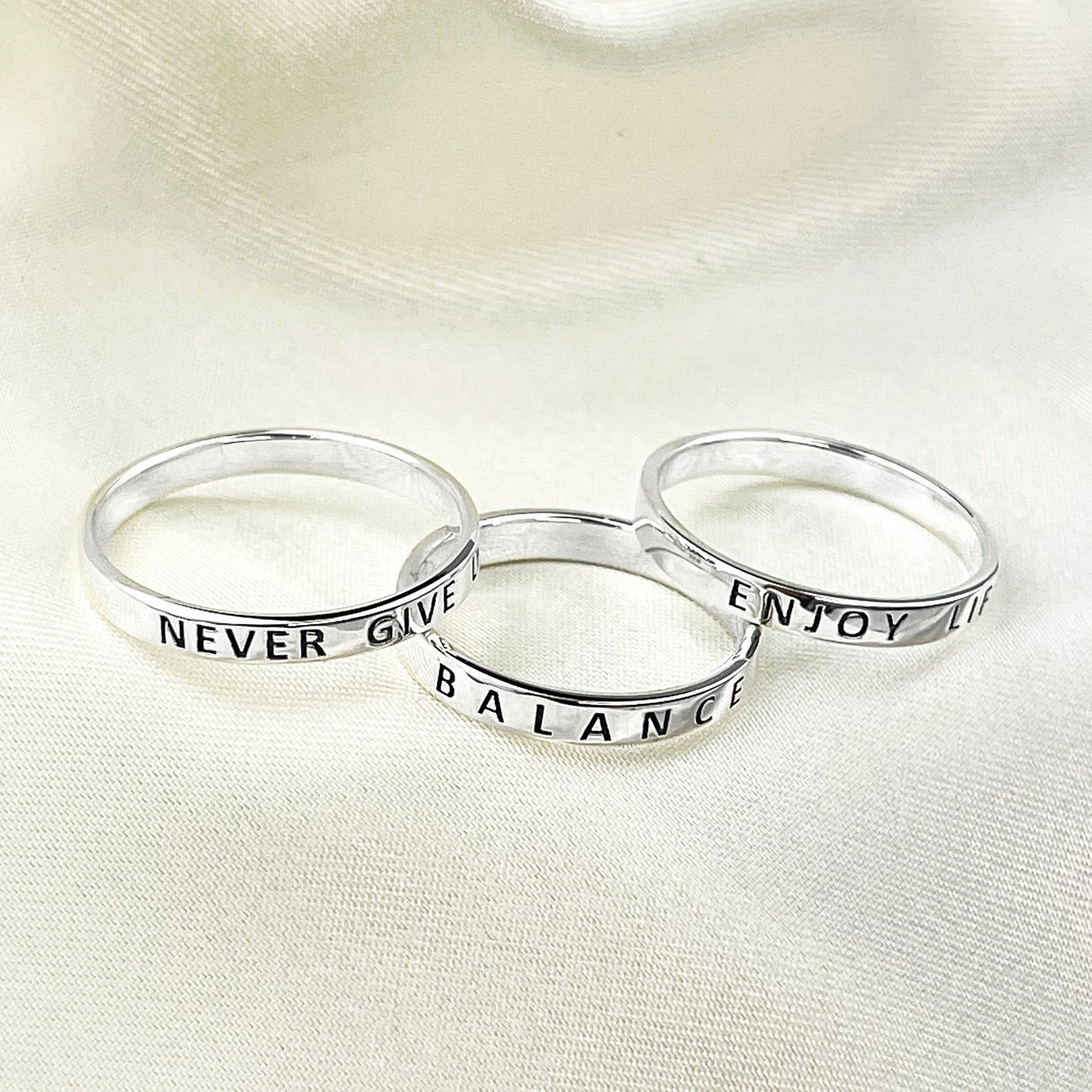 FOLLOW YOUR DREAM Ring - 925 Sterling Silver Engraved Stamp Finger Ring