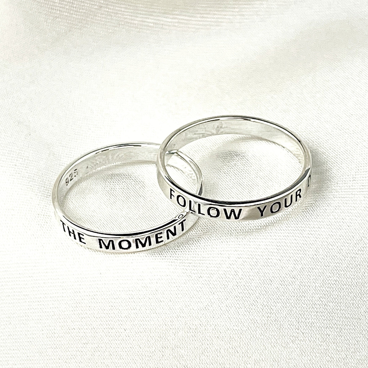 ENJOY LIFE Ring - 925 Sterling Silver Engraved Signet Ring RG925-48