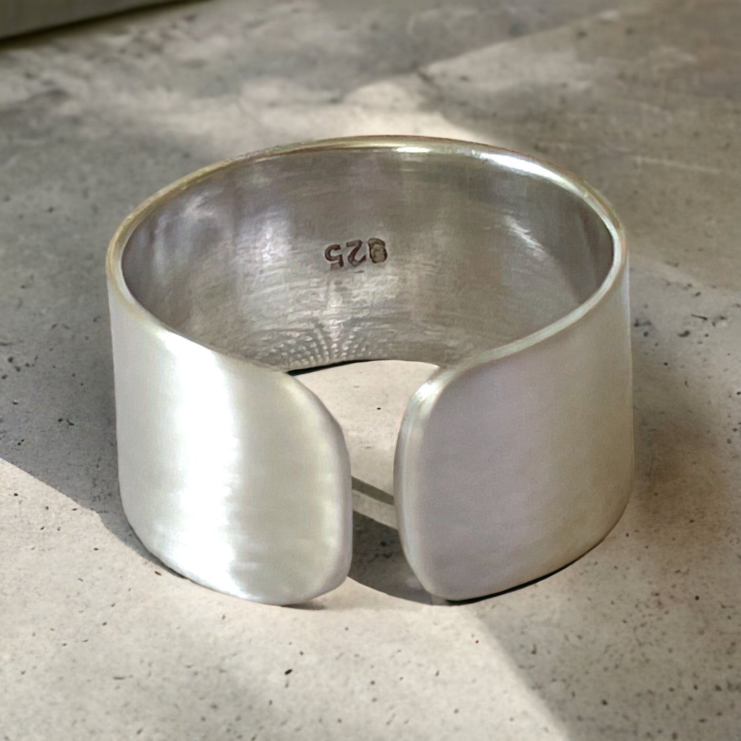 925 Sterling Silver Minimalist Adjustable Ring - Hand-brushed Surface"