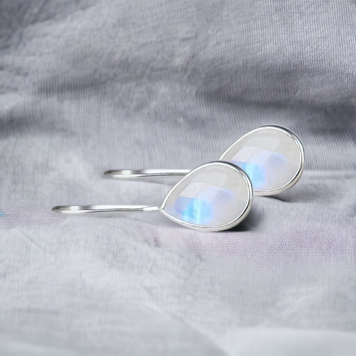Moonstone Gemstone Earrings - 925 Sterling Silver Jewelry - OHR925-93