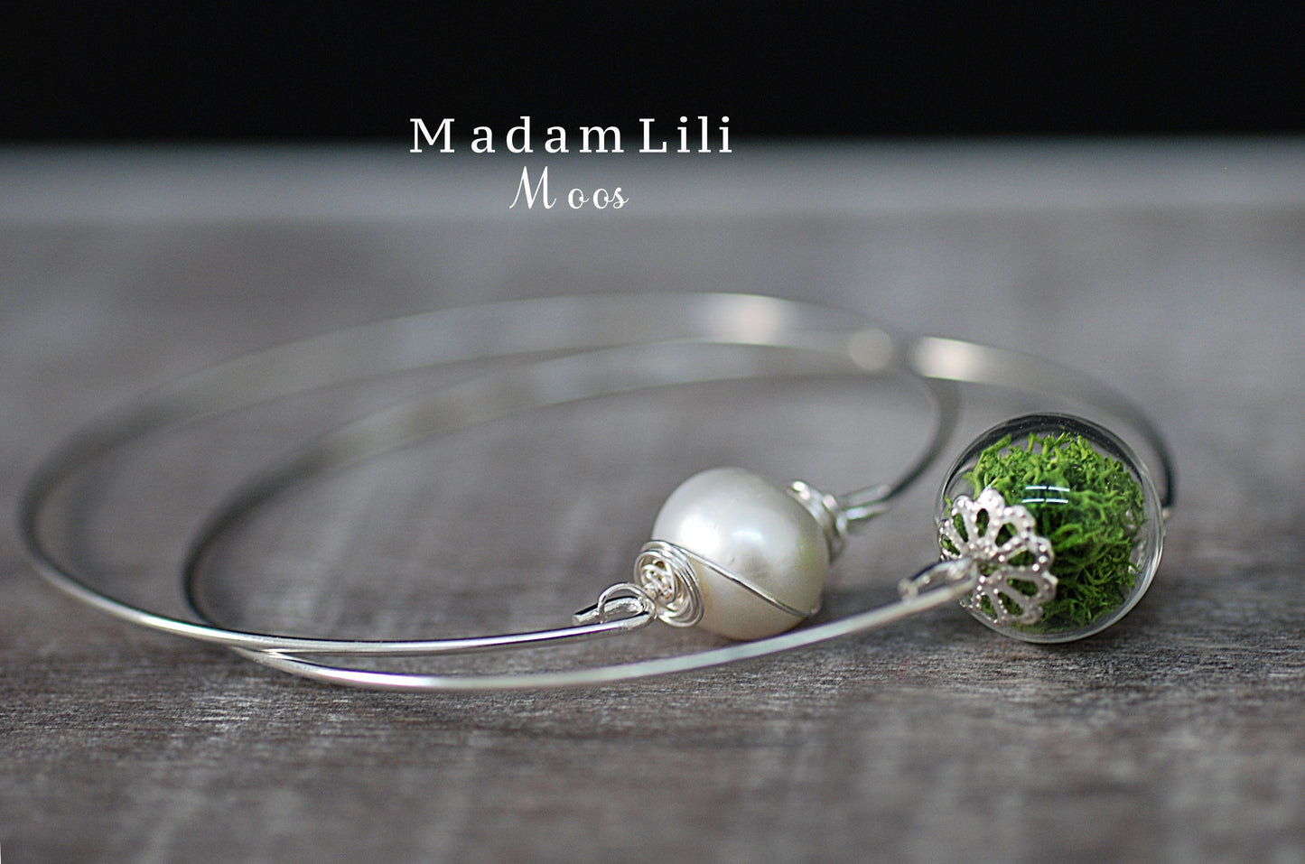 Islandmoos & genuine freshwater pearl bangles in a double pack…