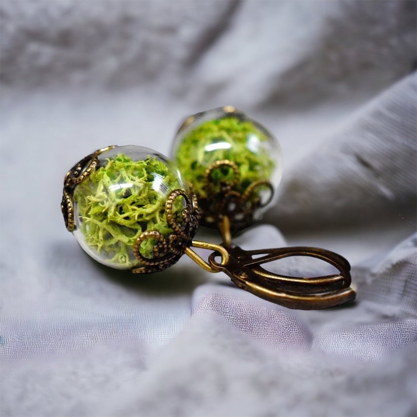 Genuine Moos Earrings - Green Islandmoos Plant Earrings — 17