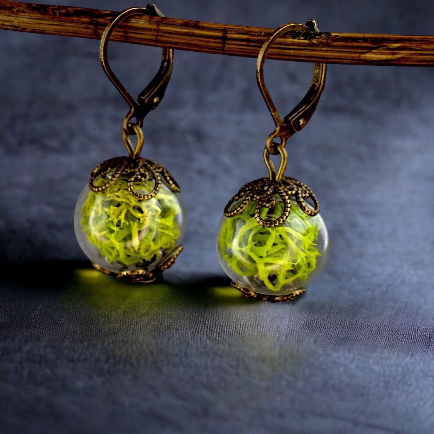 Genuine Moos Earrings - Green Islandmoos Plant Earrings — 17