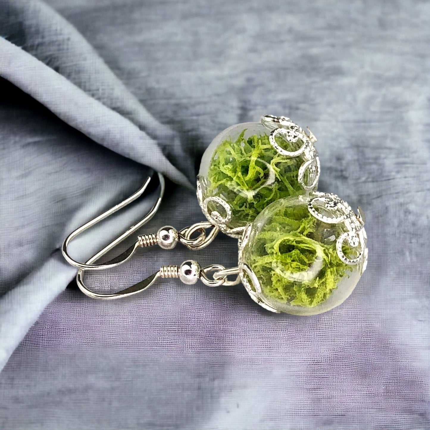 Real Moos Earrings - 925 Sterling Silver Jewelry - Botanical…