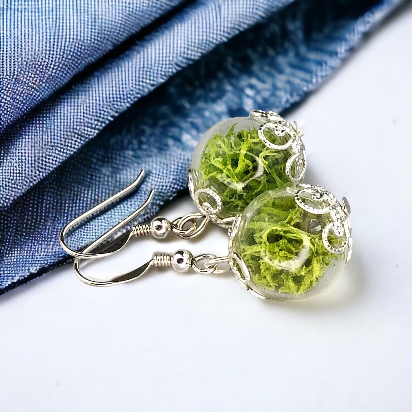 Real Moos Earrings - 925 Sterling Silver Jewelry - Botanical…