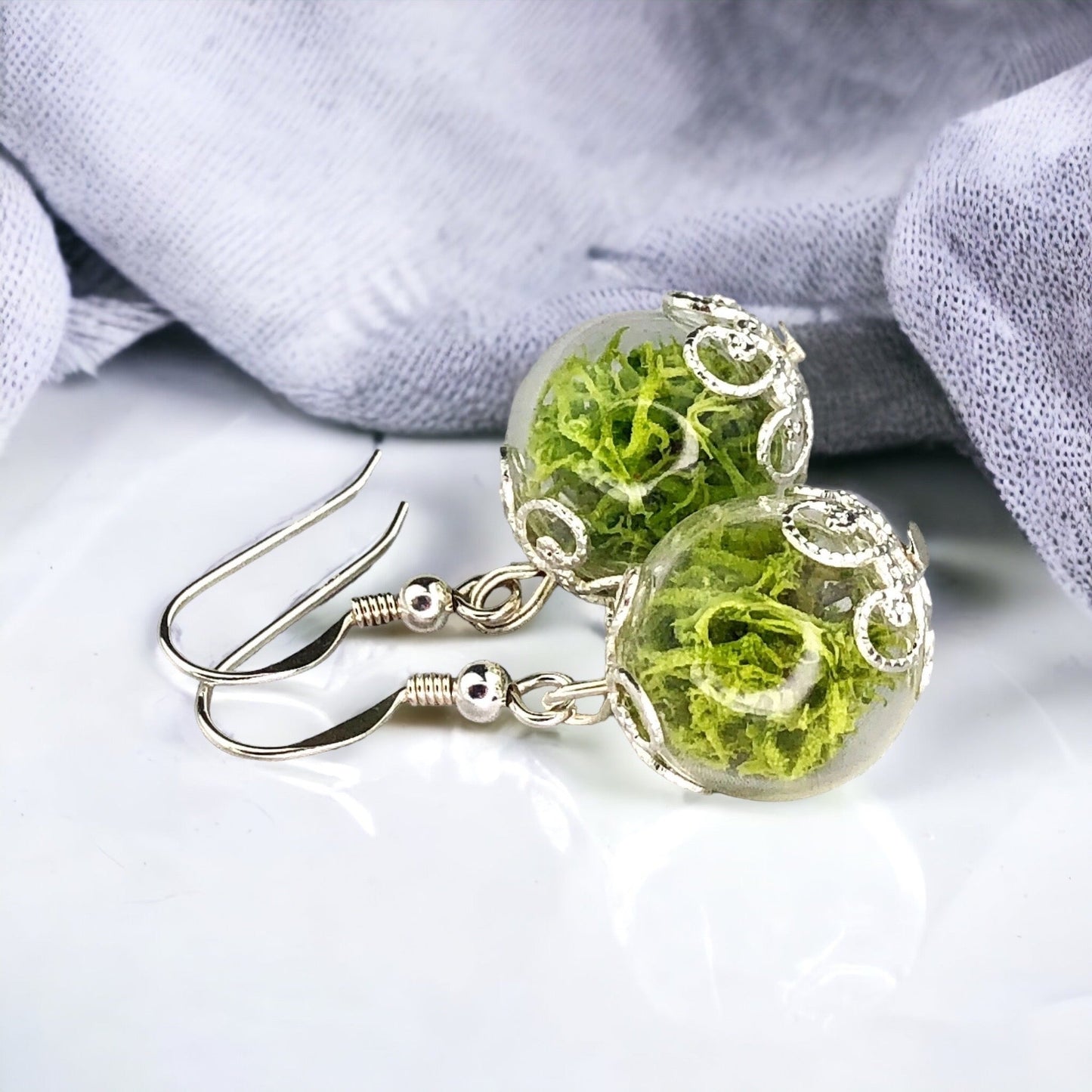 Real Moos Earrings - 925 Sterling Silver Jewelry - Botanical…