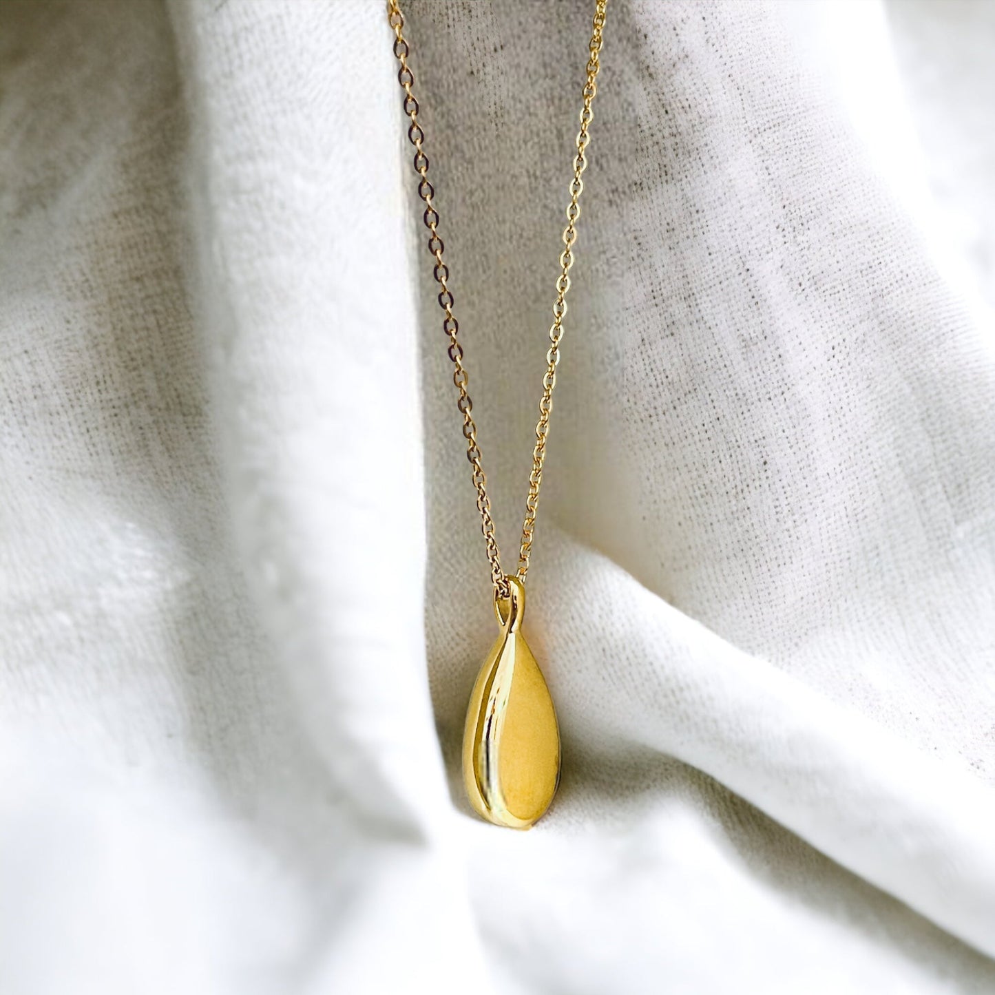 Golden Memorial - Gold-Plated Stainless Steel Necklace with Teardrop…