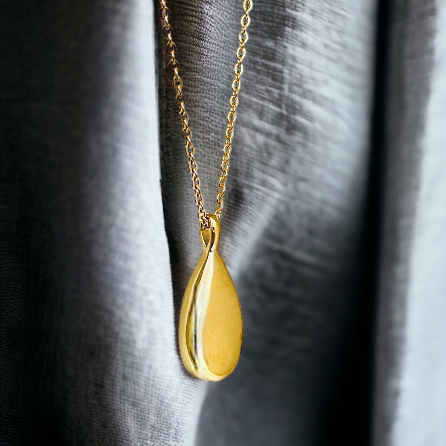 Golden Memorial - Gold-Plated Stainless Steel Necklace with Teardrop…