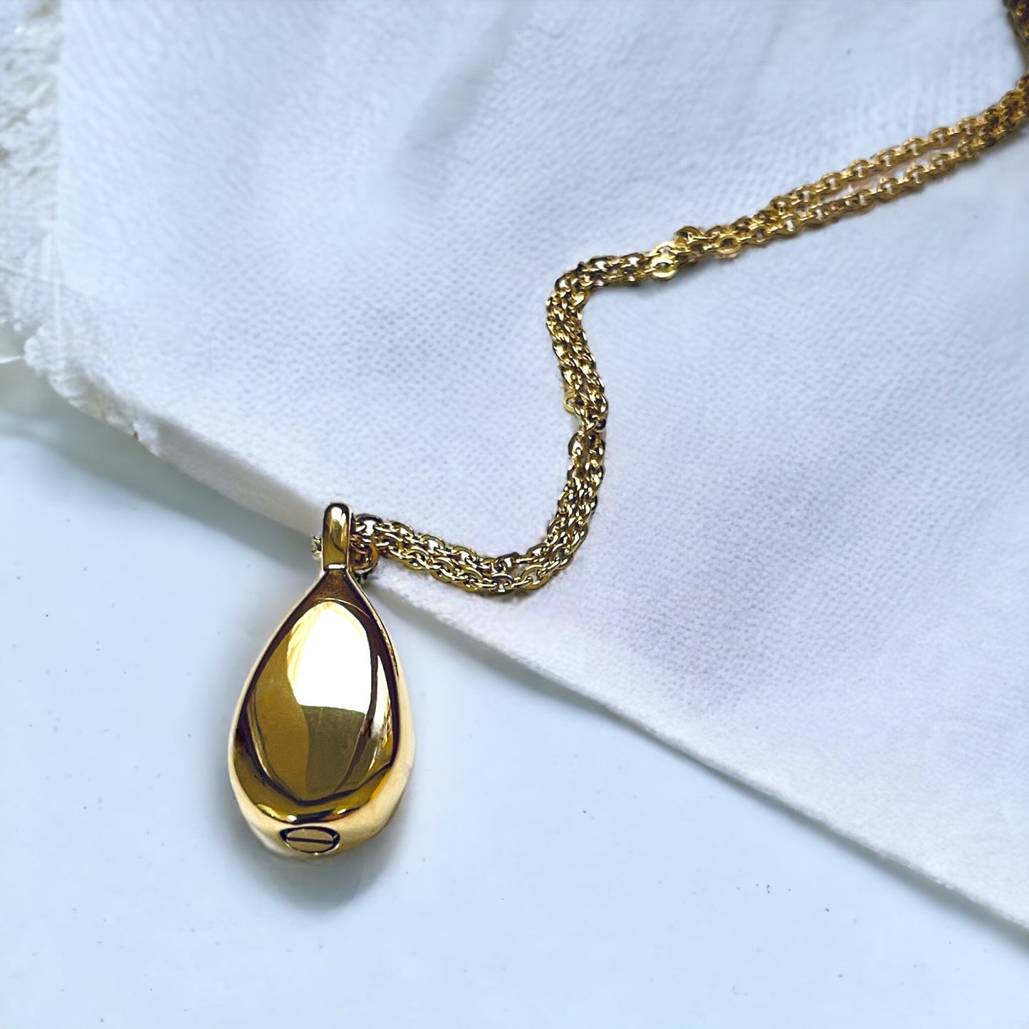 Golden Memorial - Gold-Plated Stainless Steel Necklace with Teardrop…