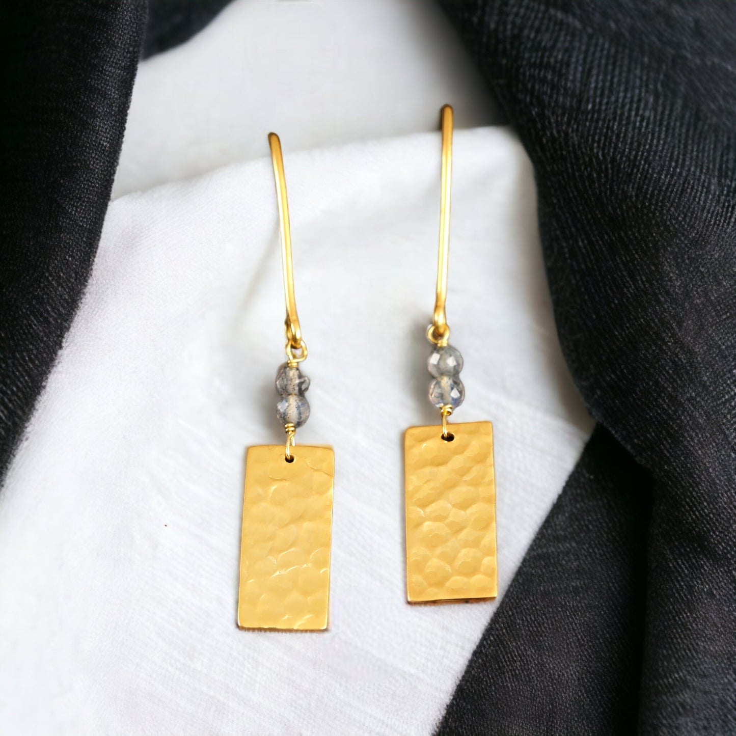 Labradorite Gemstone Earrings - 925 Sterling Gold Gold Plated…