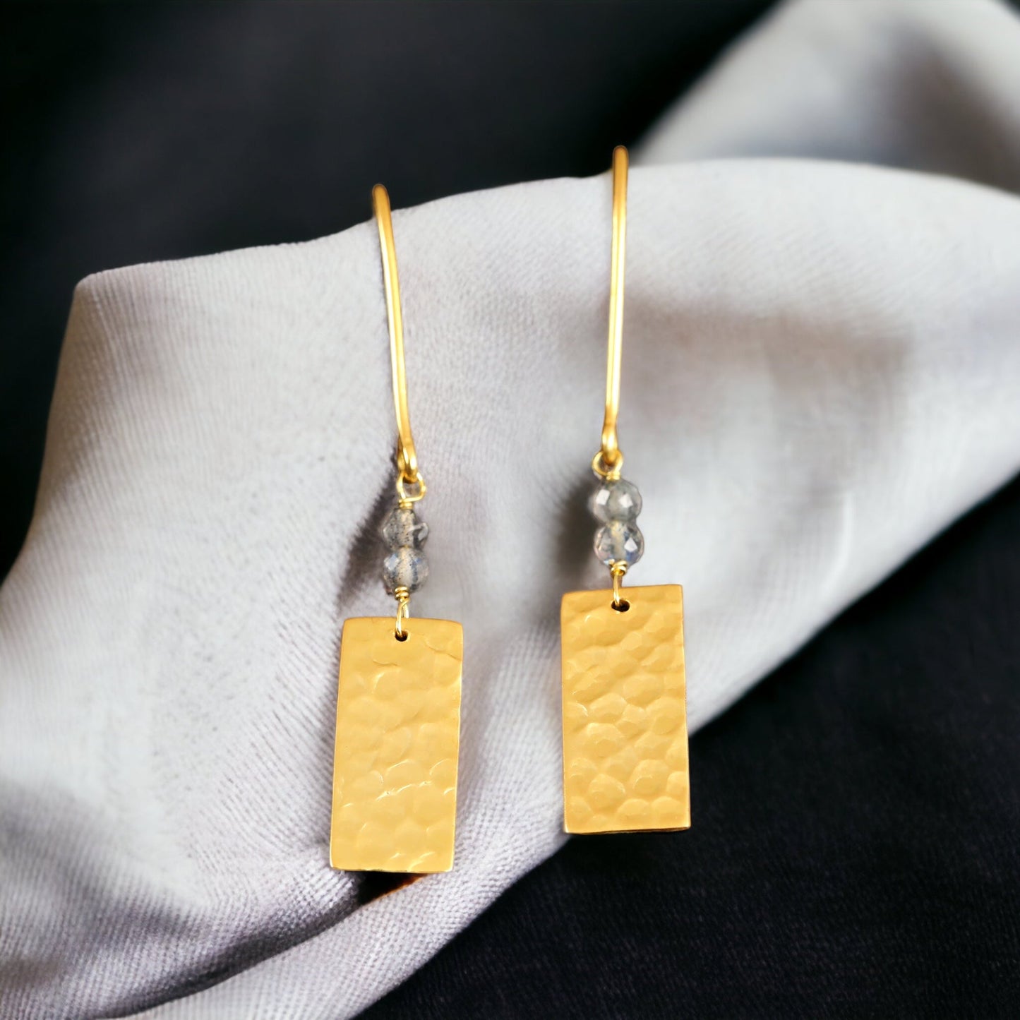 Labradorite Gemstone Earrings - 925 Sterling Gold Gold Plated…