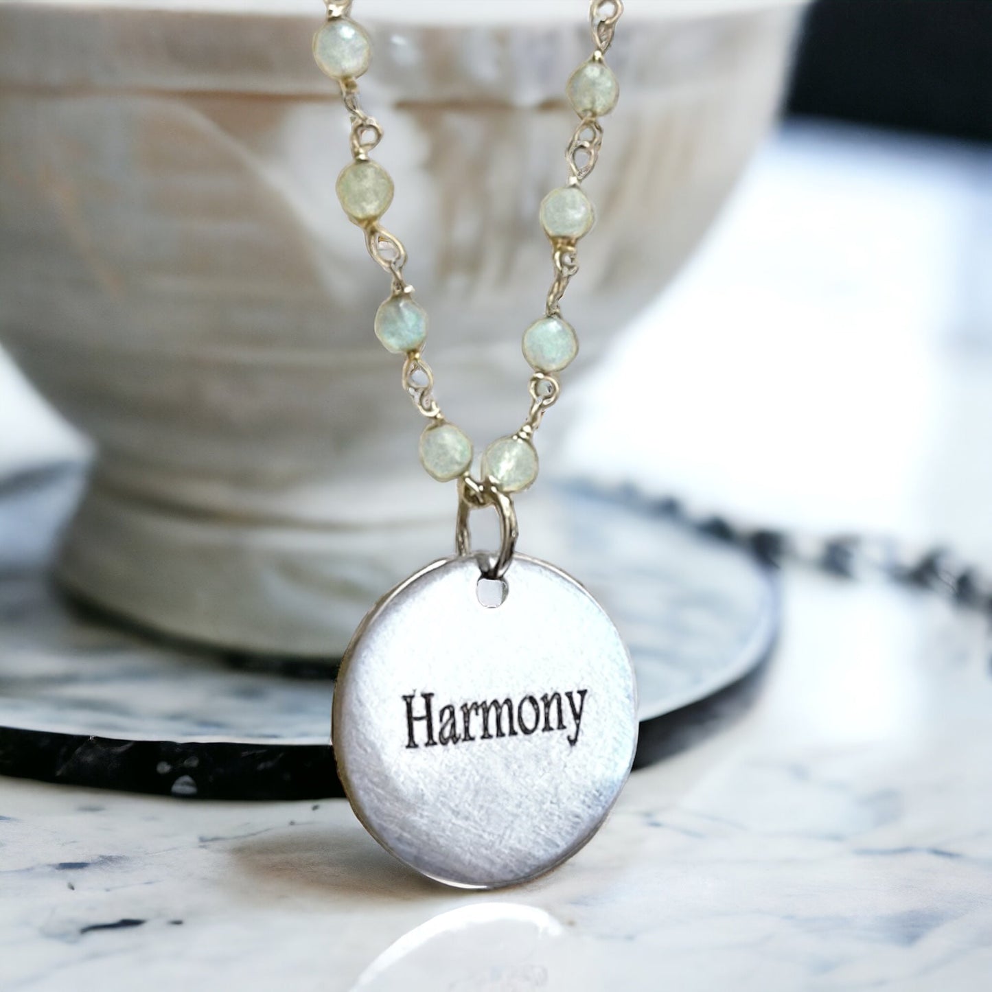Personalized Aquamarine Necklace with Engravable Pendant: Grigori…