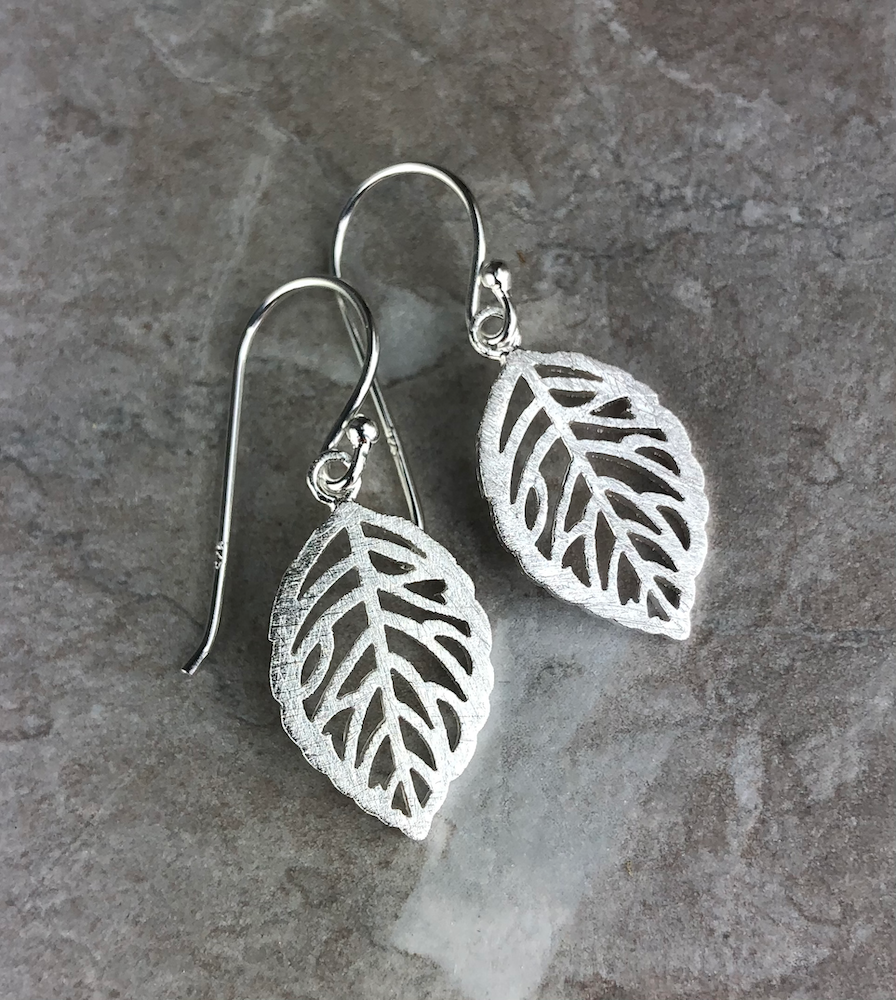 silver leaves — 925 sterling earrings