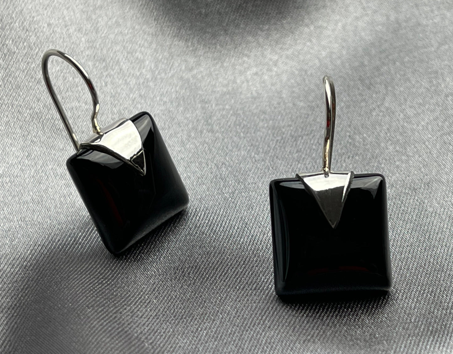 Onyx Gemstone Earrings - 925 Sterling Silver