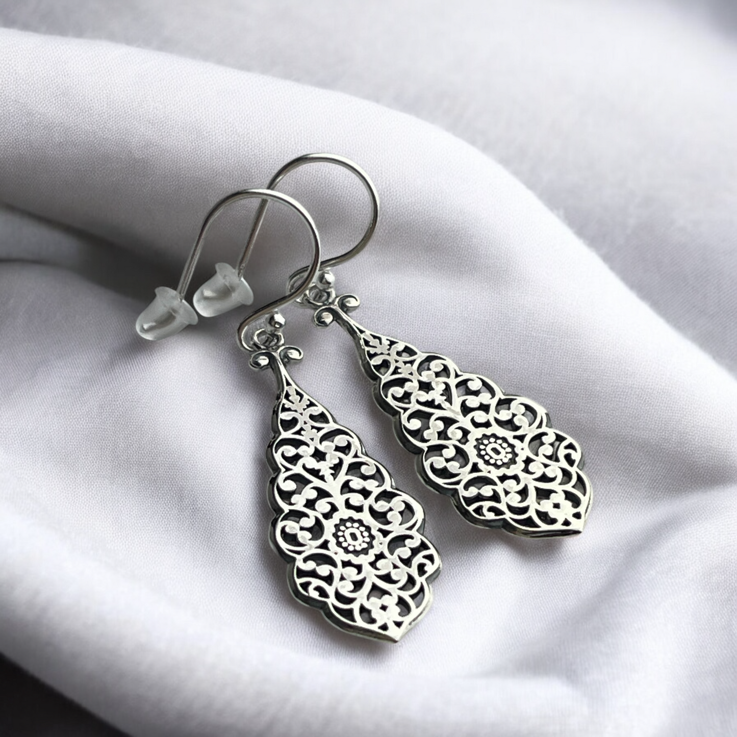 Starlight of the Orient – Filigree Earrings in 925 Sterling Silver