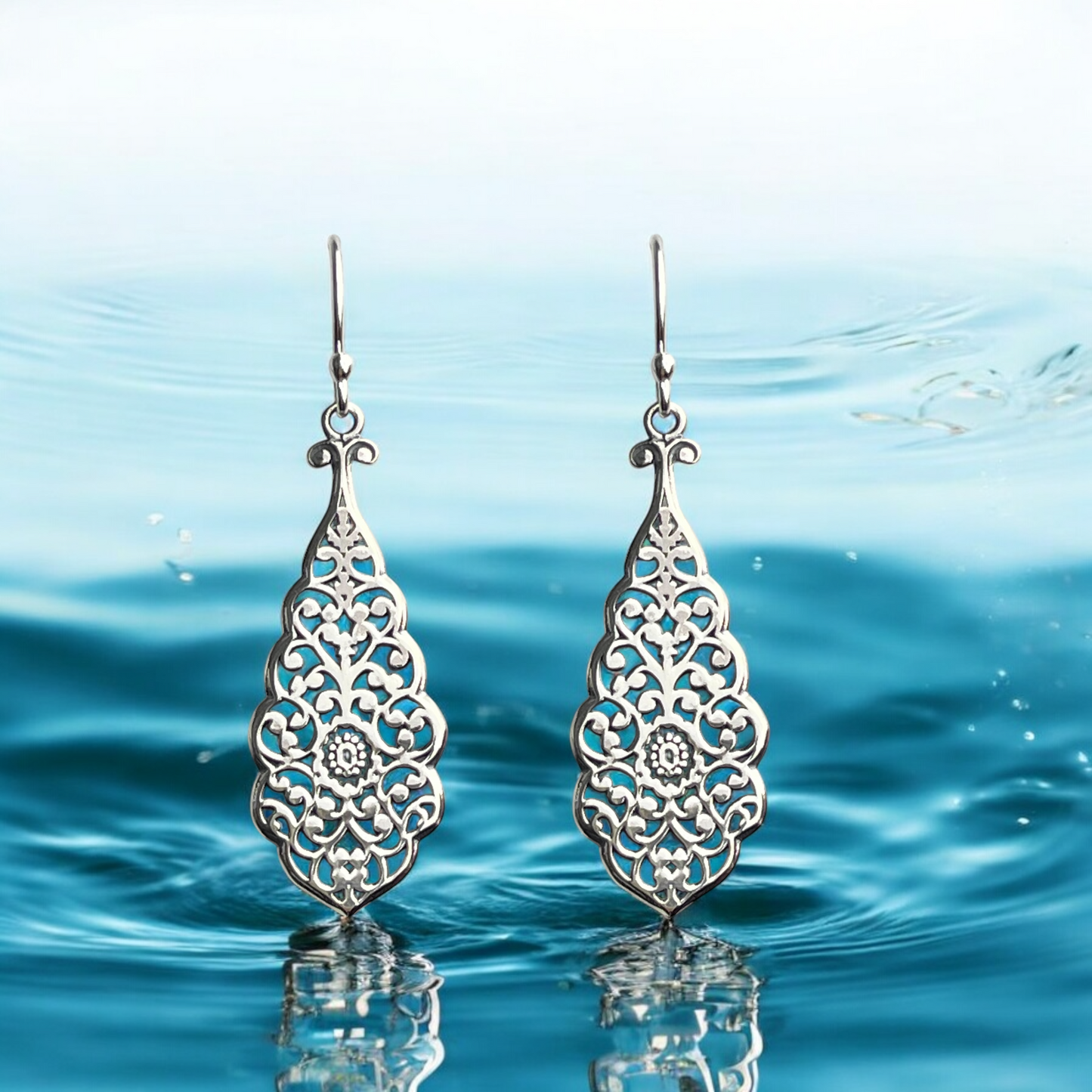 Starlight of the Orient – Filigree Earrings in 925 Sterling Silver