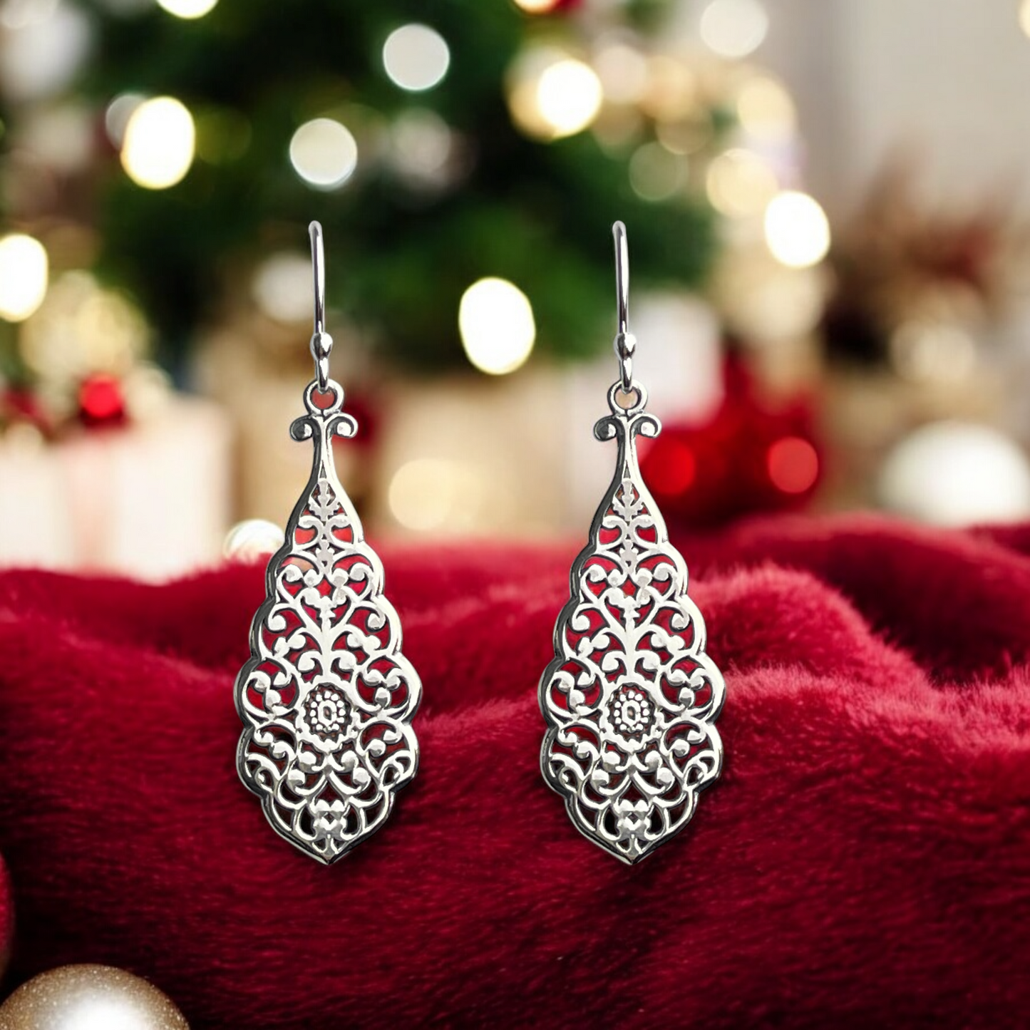 Starlight of the Orient – Filigree Earrings in 925 Sterling Silver