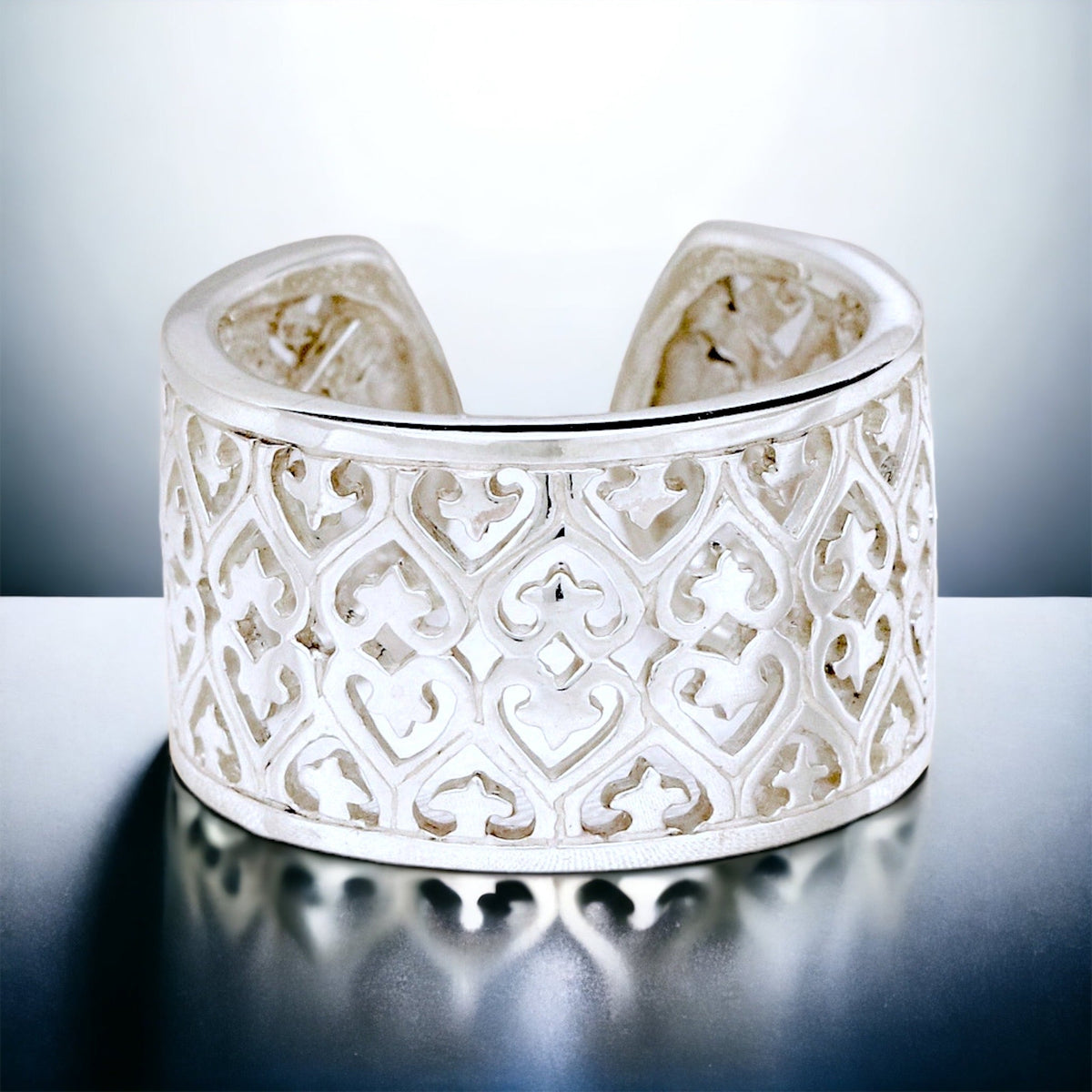 Ornamental 925 Sterling Silver Ring in Oriental Style - Adjustable Statement Ring - RG925-15