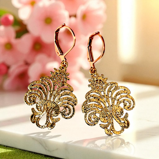 ROSALIA Rose Gold Stainless Steel Earrings, ornamental design, 3 cm…