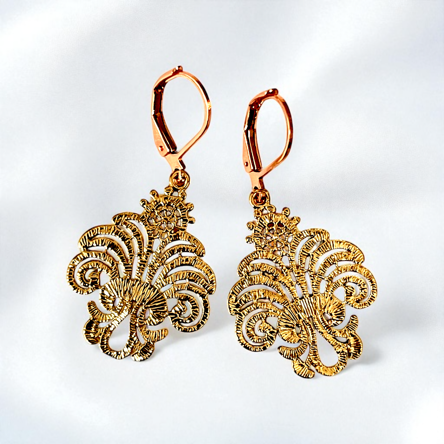ROSALIA Rose Gold Stainless Steel Earrings, ornamental design, 3 cm…