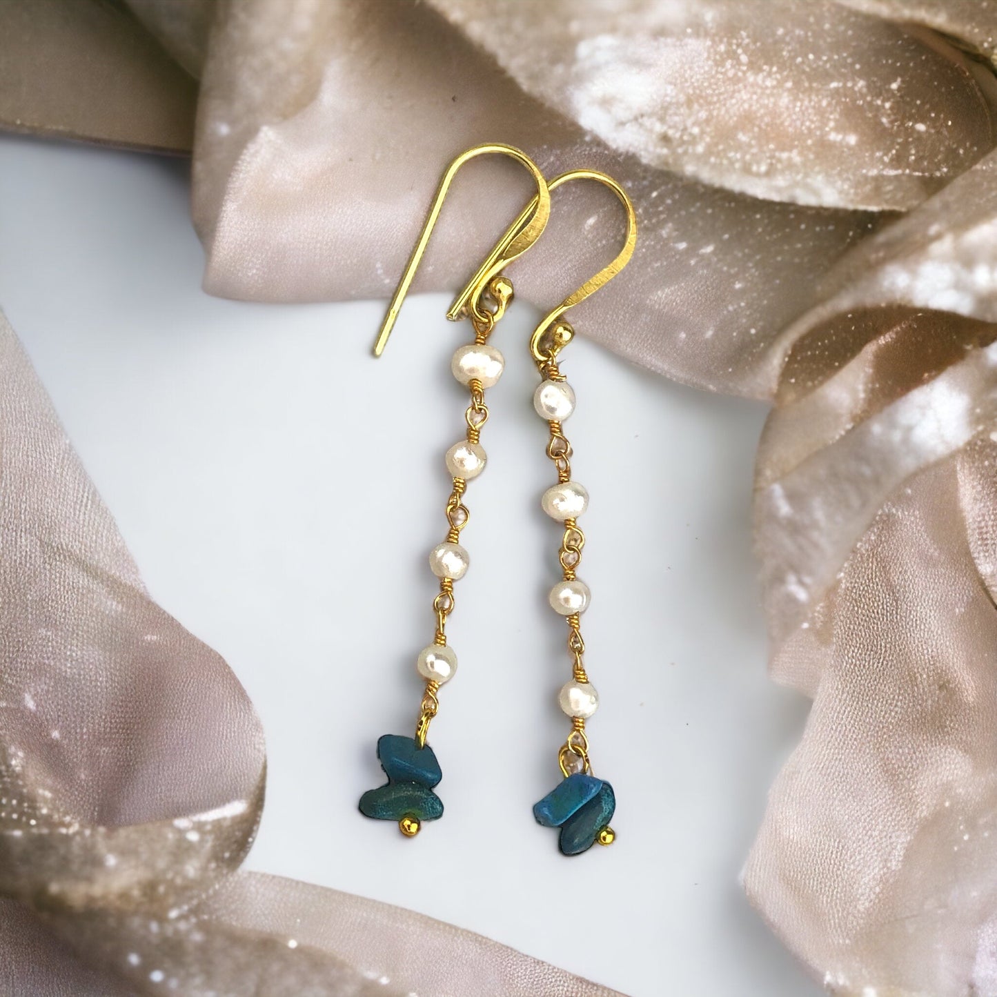 Ocean Poetry — Elegant Earrings with Real Freshwater Pearls &…