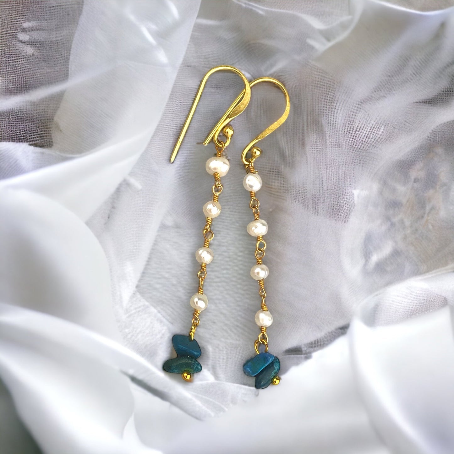 Ocean Poetry — Elegant Earrings with Real Freshwater Pearls &…