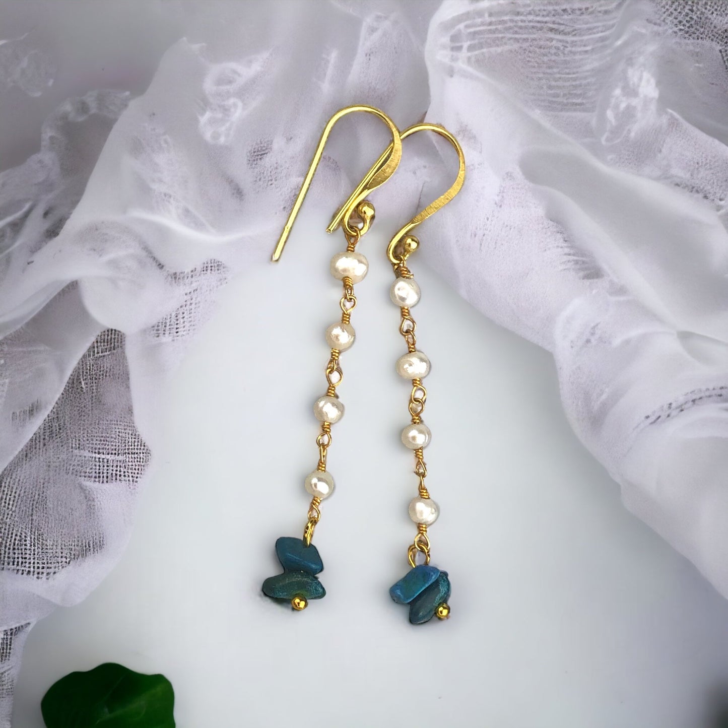Ocean Poetry — Elegant Earrings with Real Freshwater Pearls &…