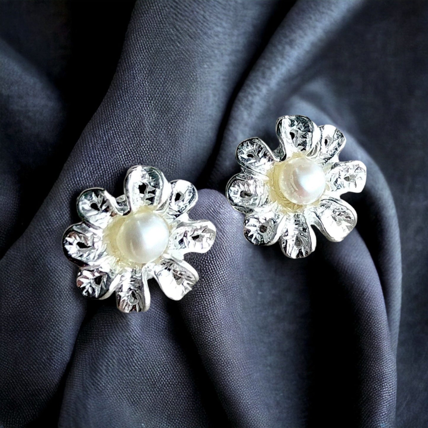 Bridal jewelry beads flowers earrings 925 sterling silver — 76