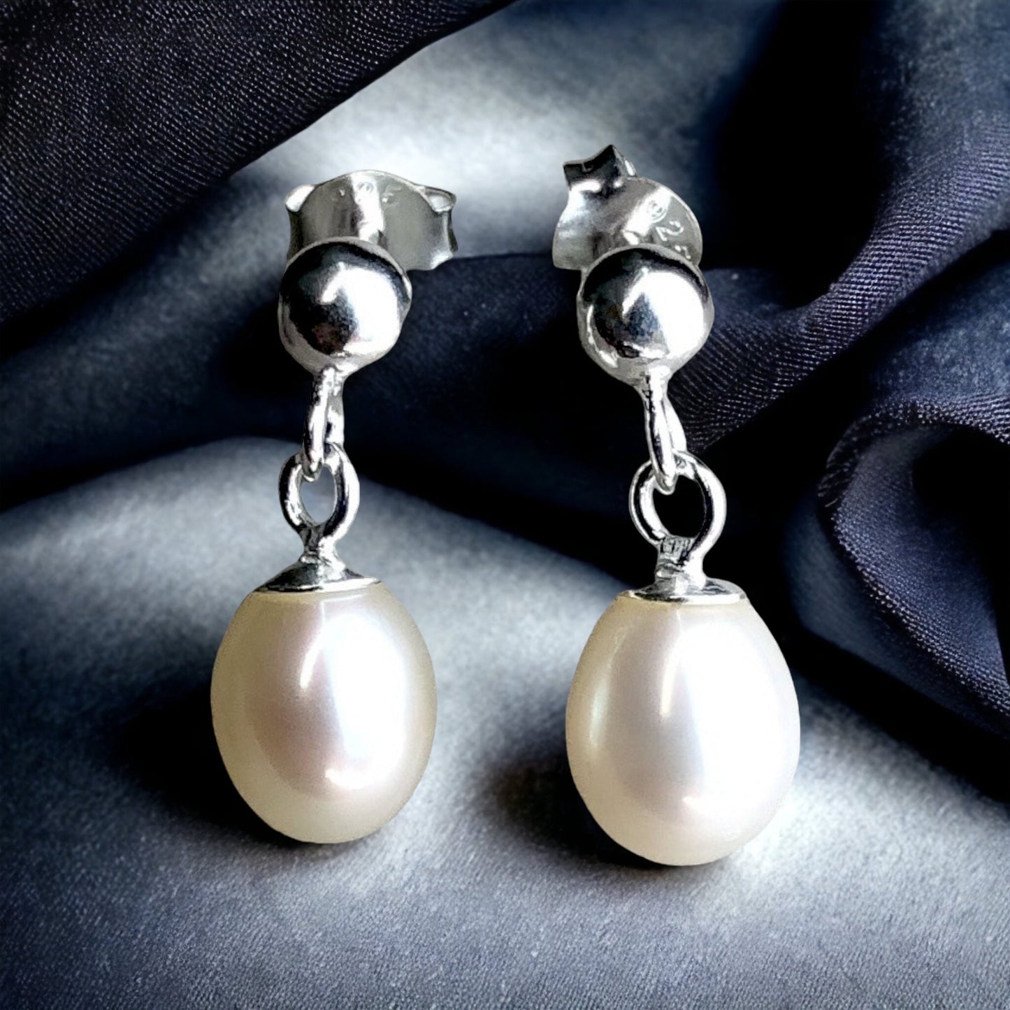 Classic Beads Earrings - 925 Sterling Silver Luxurious Pearl…