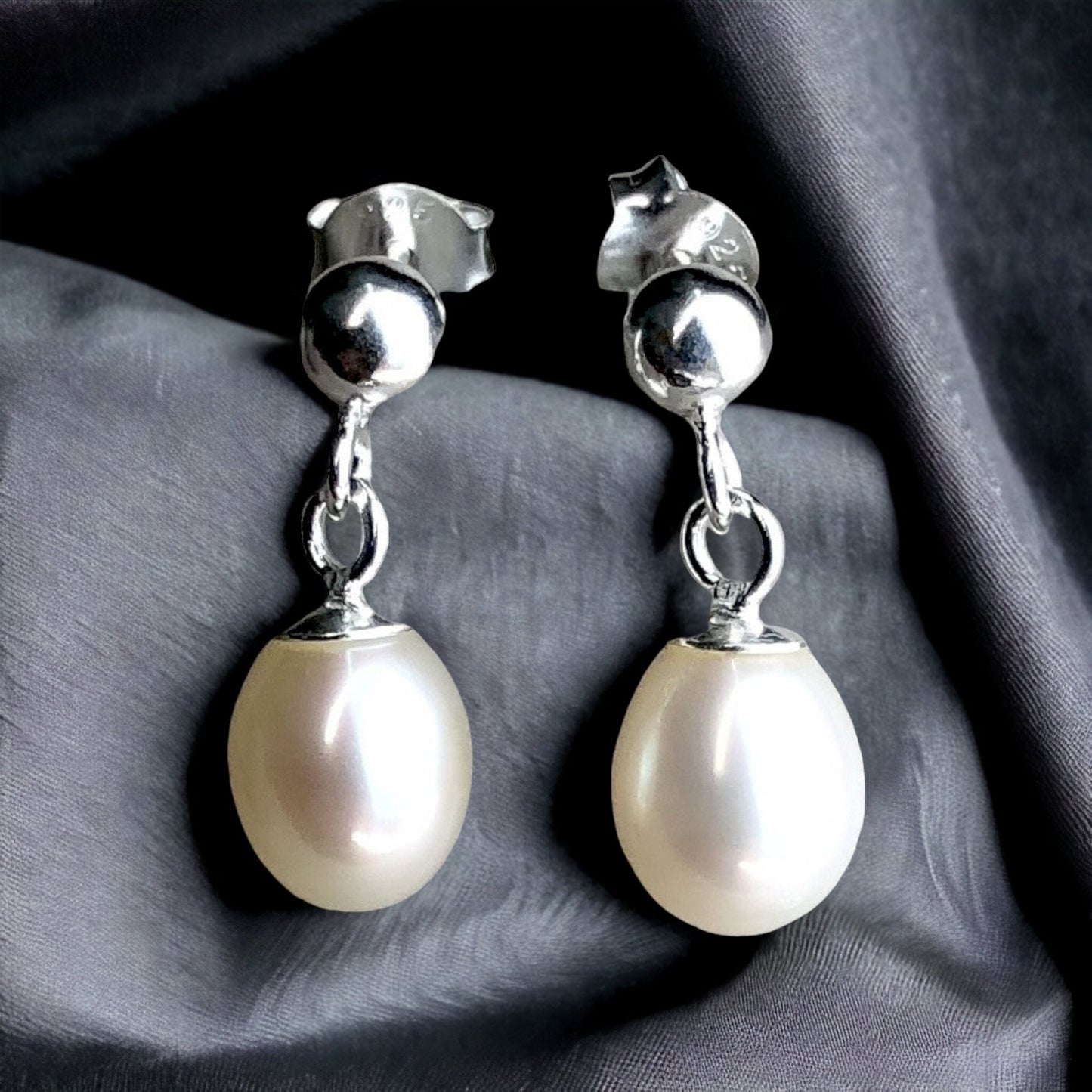 Classic Beads Earrings - 925 Sterling Silver Luxurious Pearl…