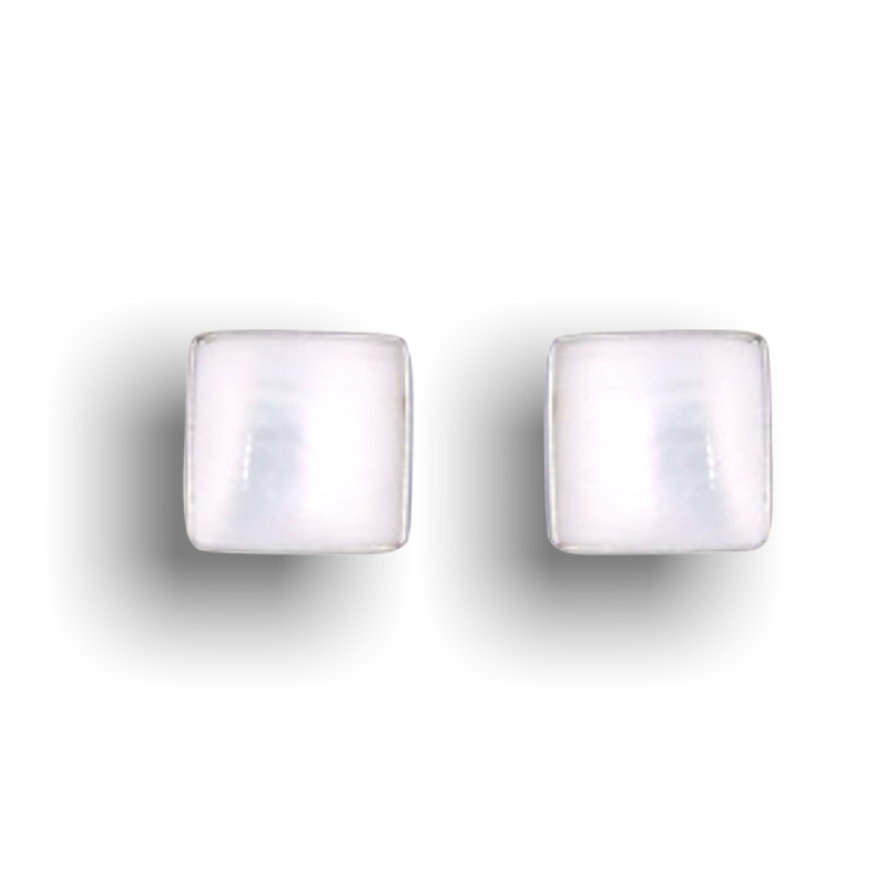 925 Sterling Silver Square Mini Stud Earrings Pearly