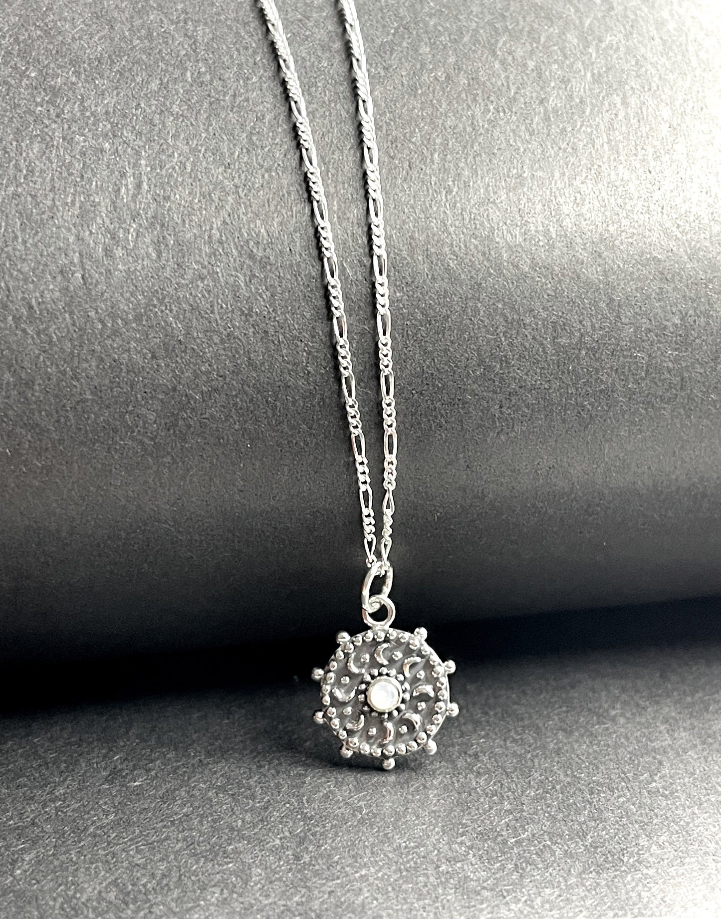 Mother of Pearl Sun & Moon Mysterious Pendant Necklace 925 Sterling…