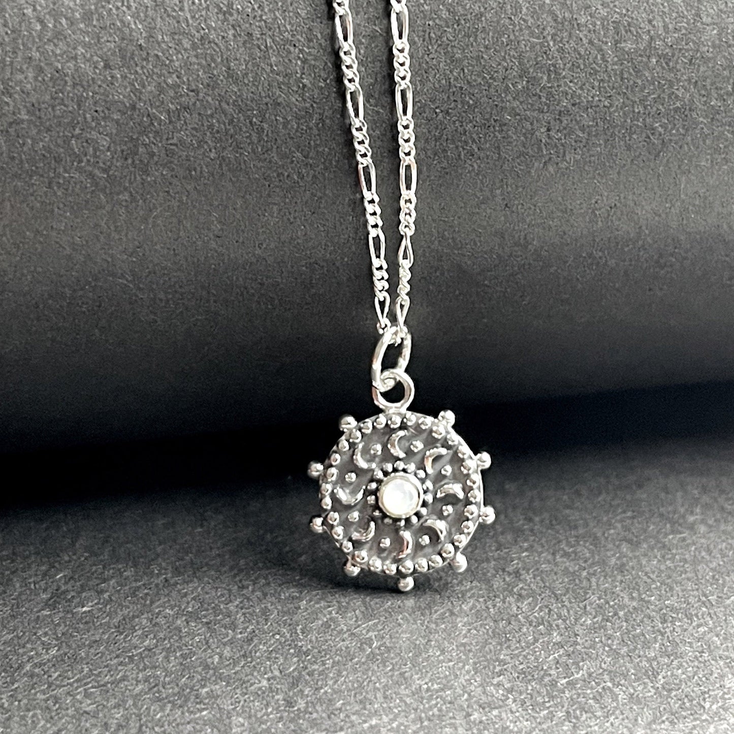 Mother of Pearl Sun & Moon Mysterious Pendant Necklace 925 Sterling…