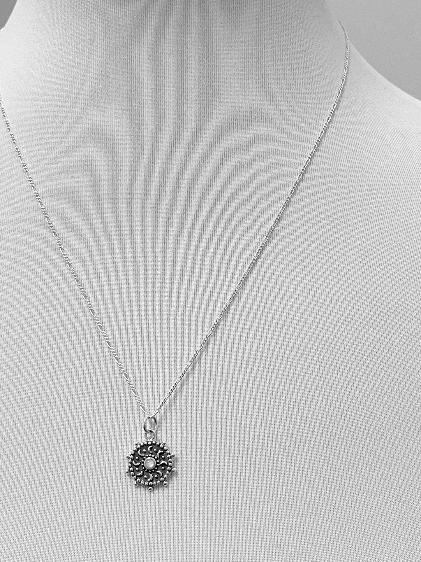 Mother of Pearl Sun & Moon Mysterious Pendant Necklace 925 Sterling…