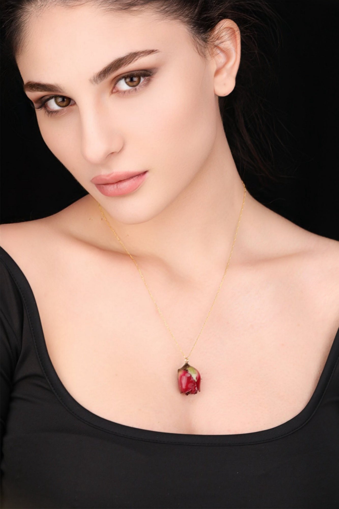 Real Red Rose — 925 Sterling Silver Gilded Chain