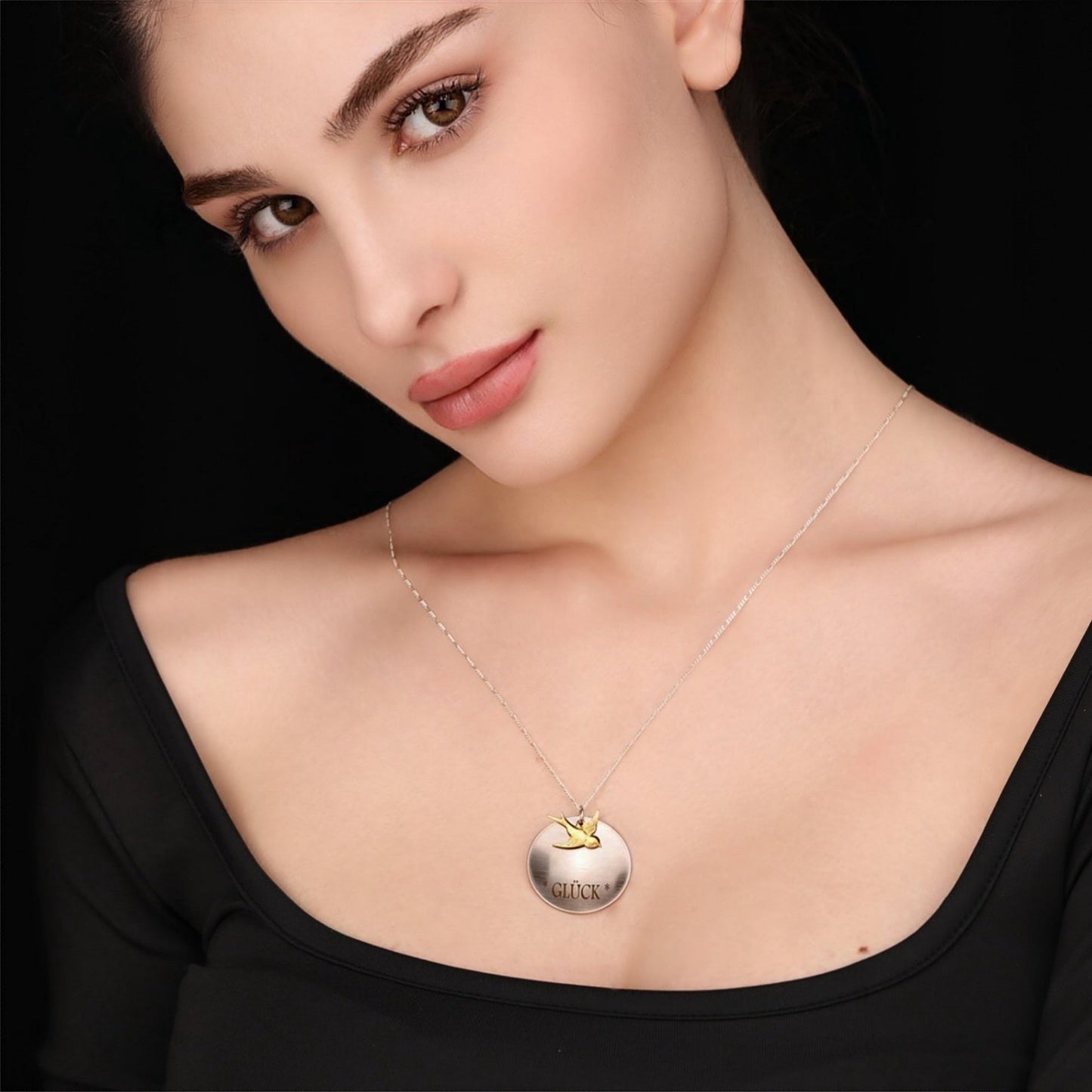 Lucky charm golden swallow engraving chain - 925 sterling silver…