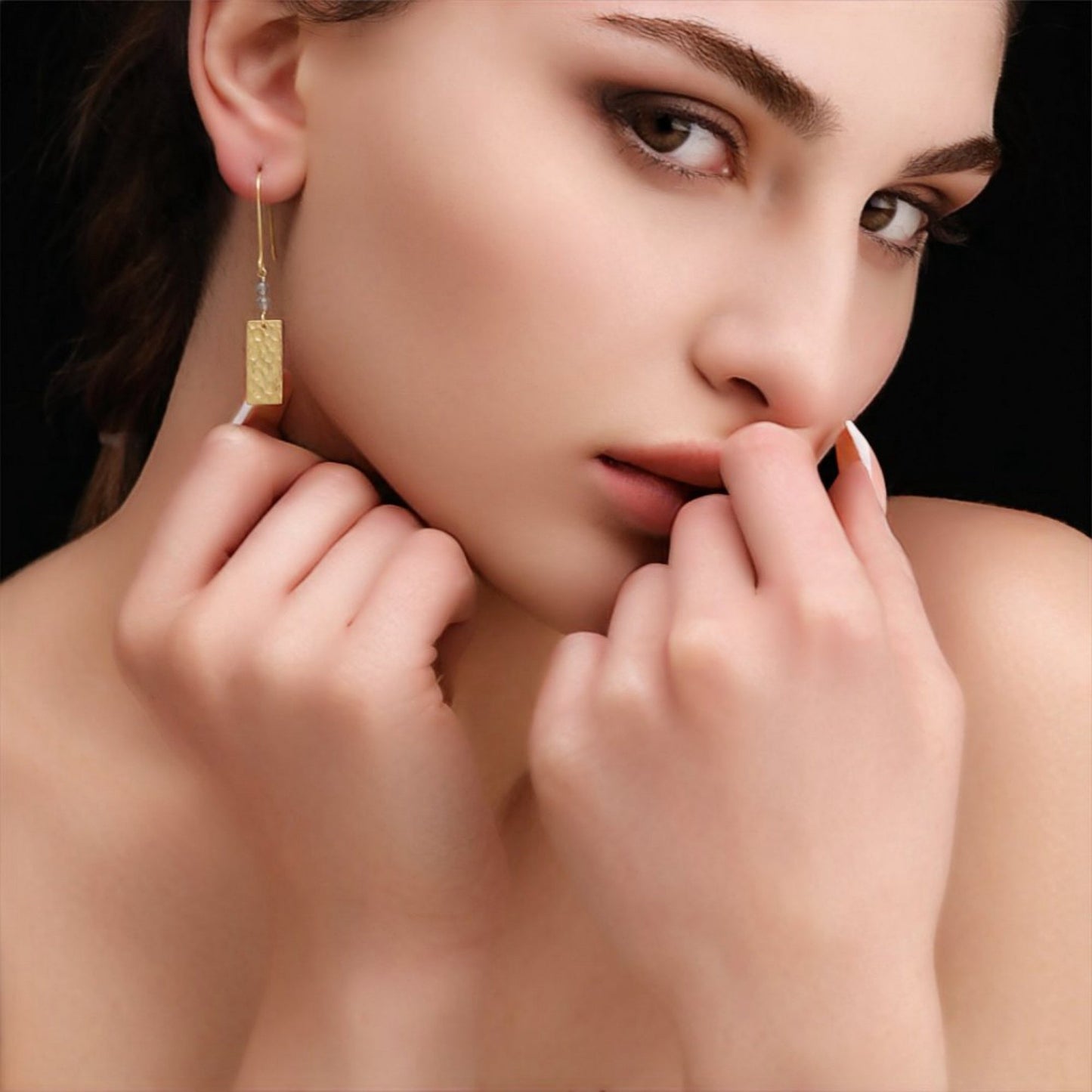 Labradorite Gemstone Earrings - 925 Sterling Gold Gold Plated…