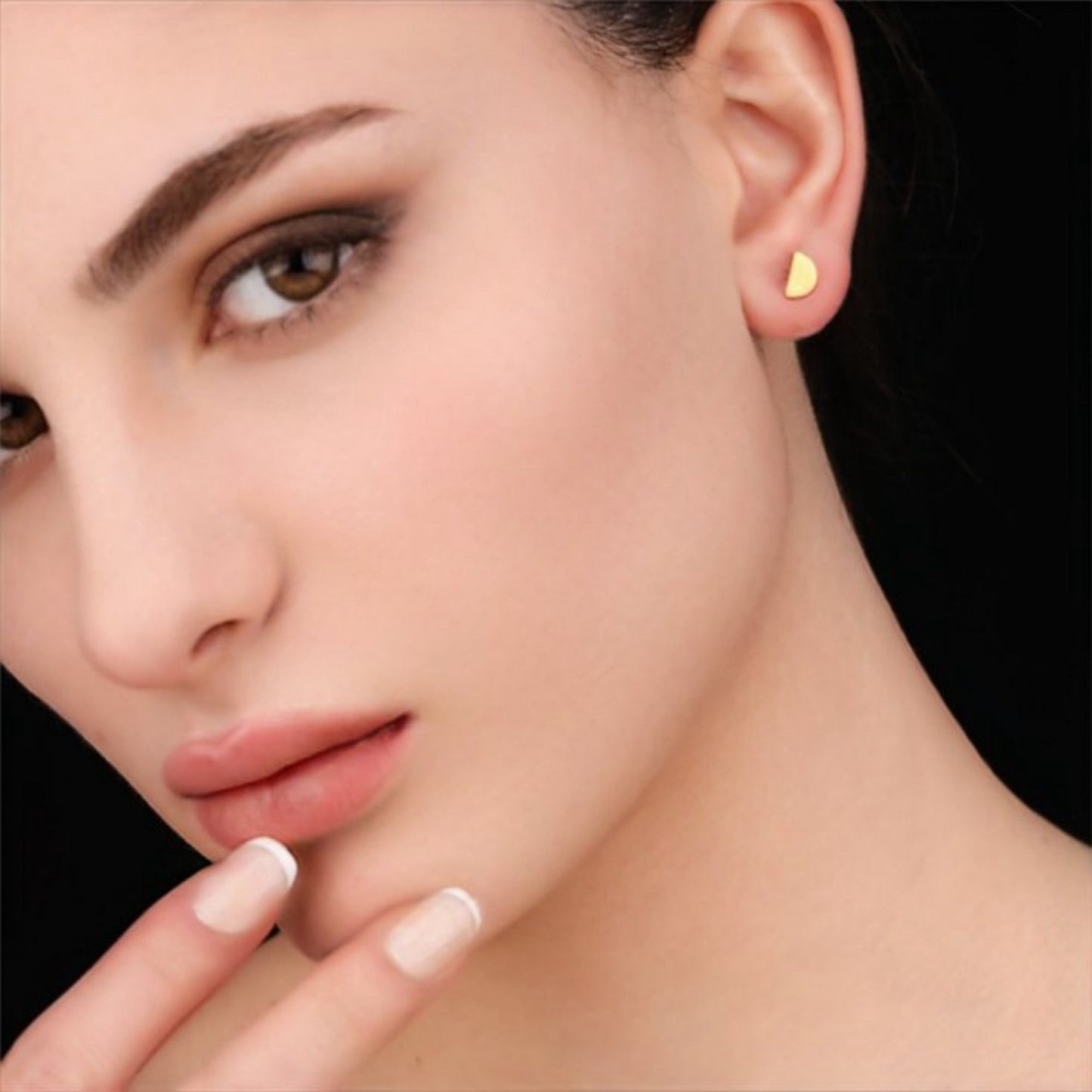 Crescent — 925 Sterling Gilded Mini Studs
