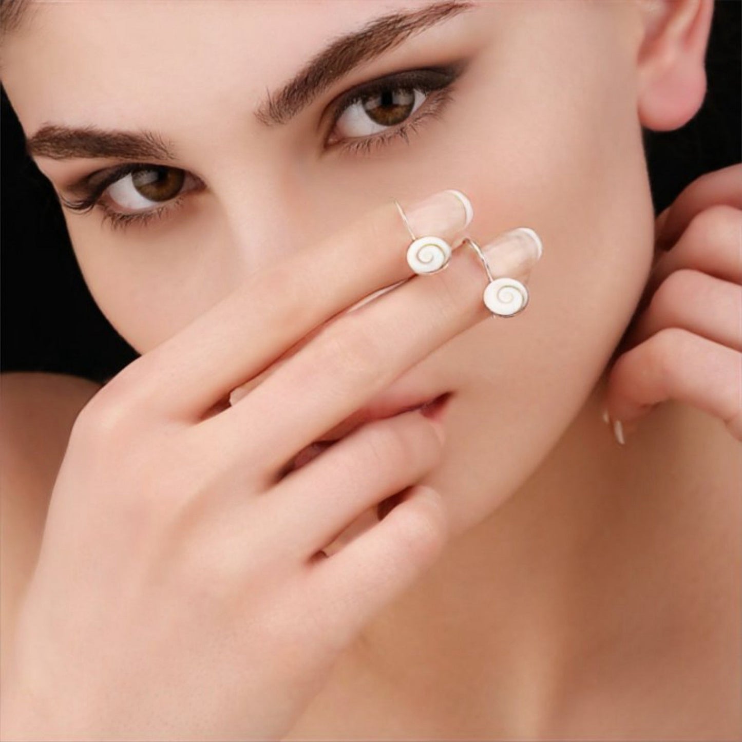 Shiva Eyes Earrings - 925 Sterling Silver Minimalist Shell Ocean…