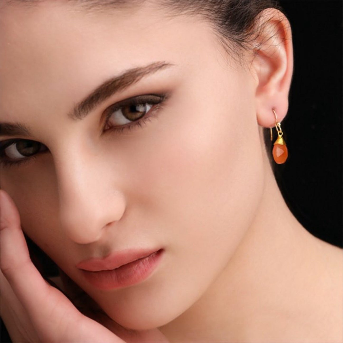 Carnelian Teardrop Gemstone Earrings - 925 Sterling Gold Plated