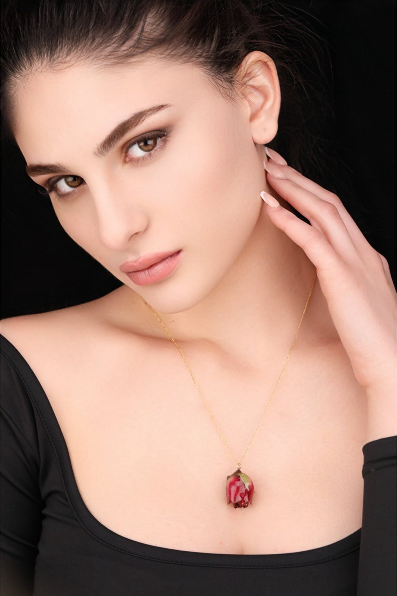 Real Red Rose — 925 Sterling Silver Gilded Chain