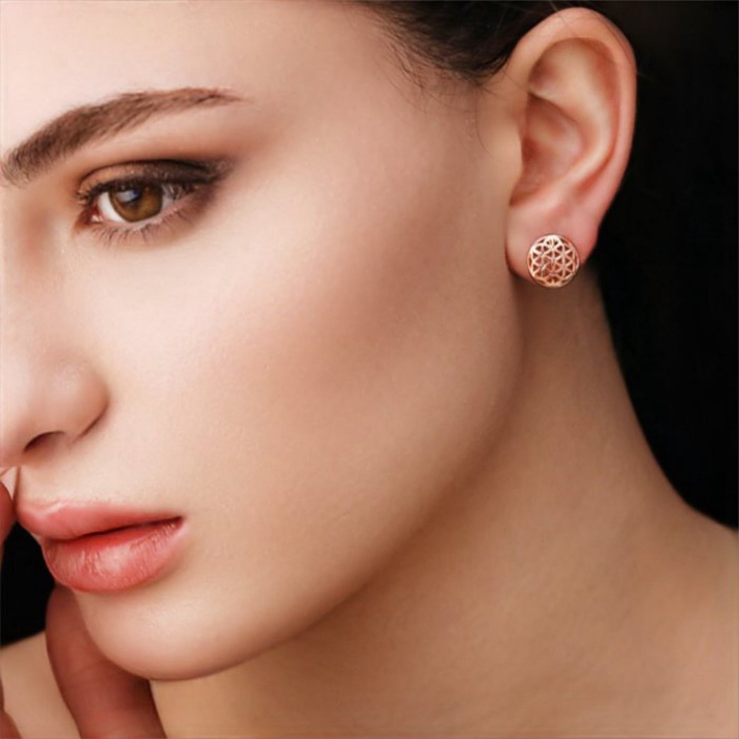 925 Rosegold Gilded Stud Earrings Flower of Life — 83