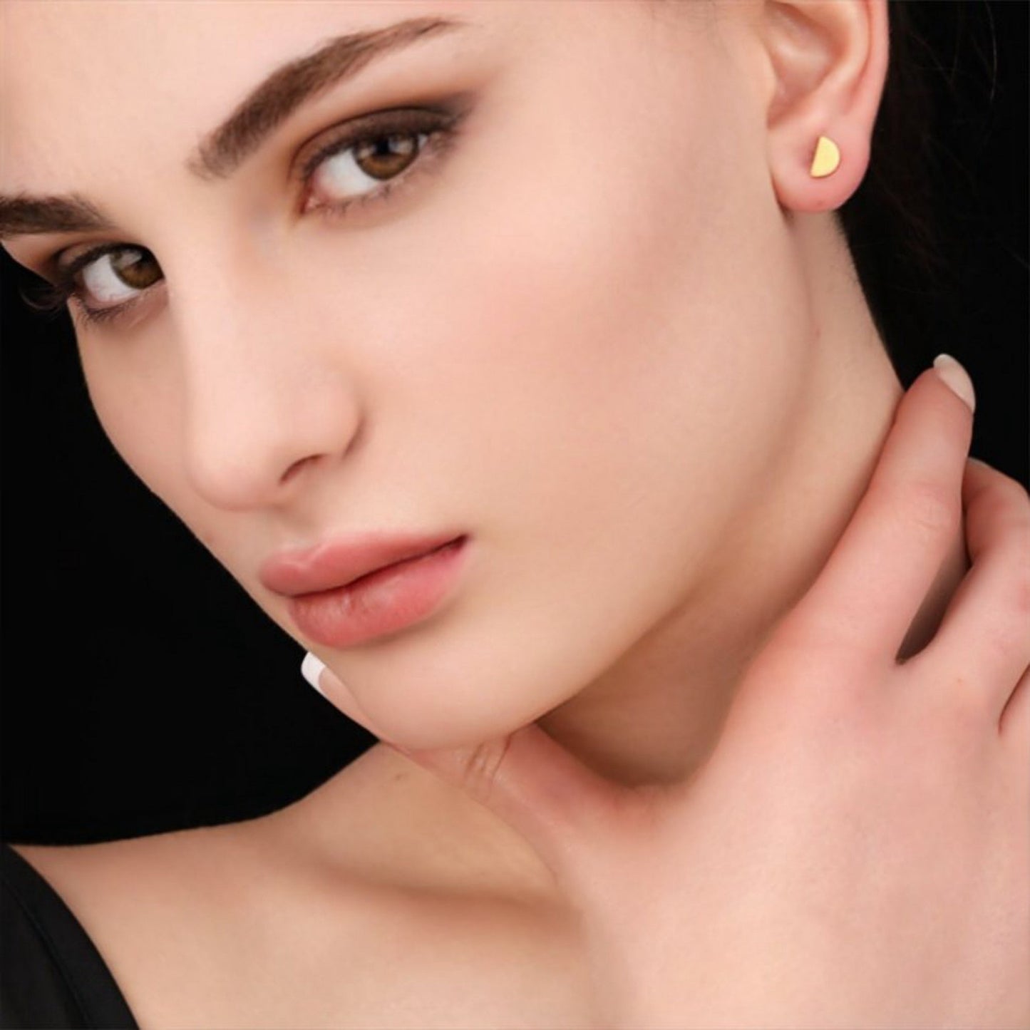 Crescent — 925 Sterling Gilded Mini Studs