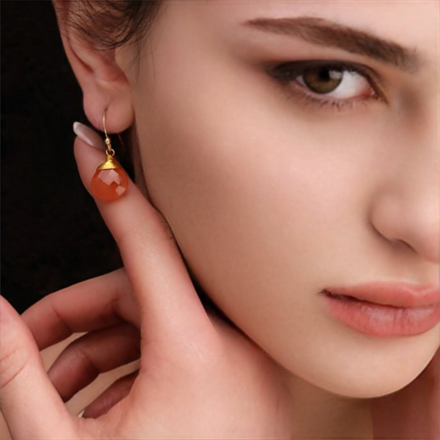Carnelian Teardrop Gemstone Earrings - 925 Sterling Gold Plated