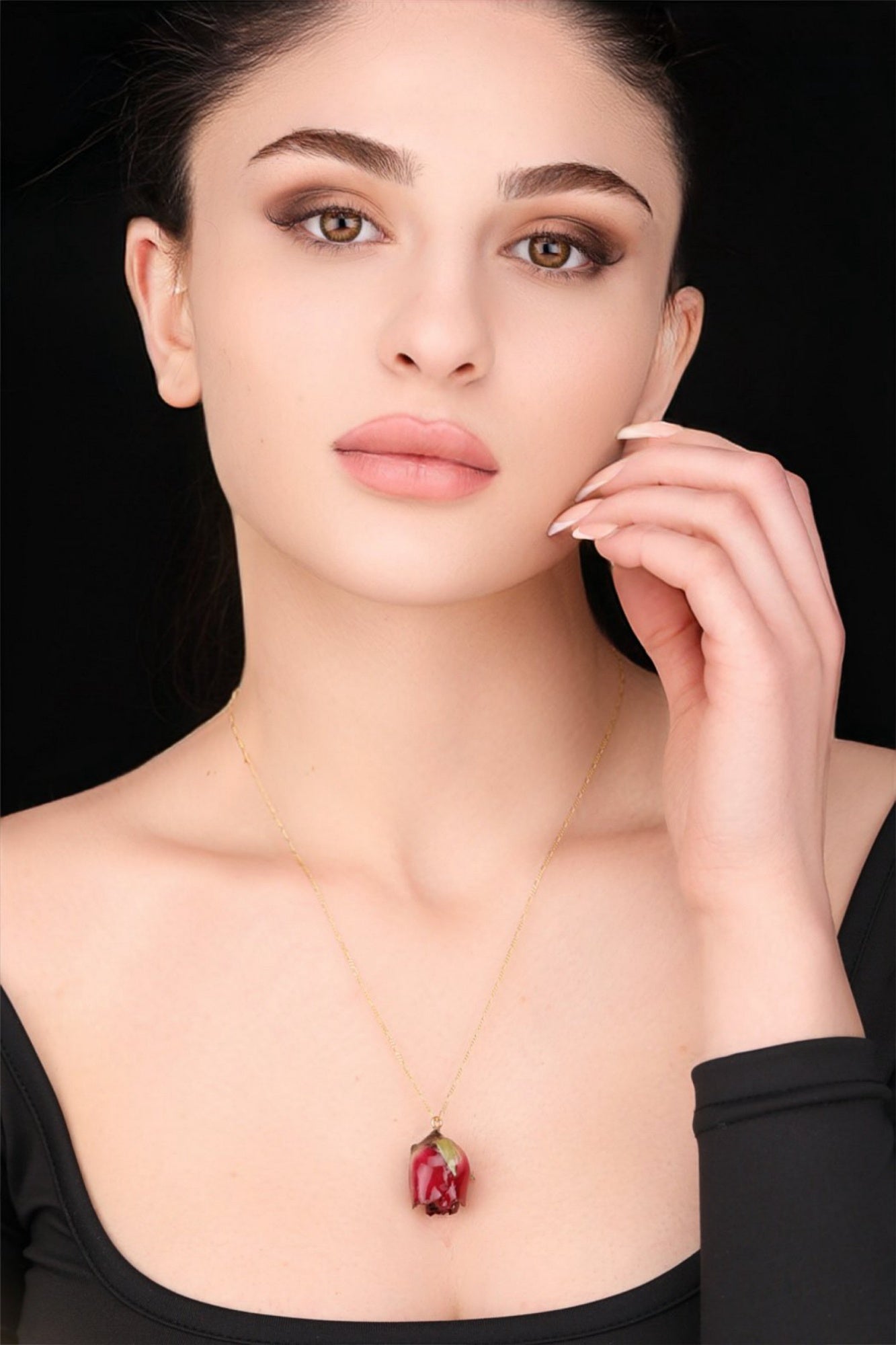 Real Red Rose — 925 Sterling Silver Gilded Chain