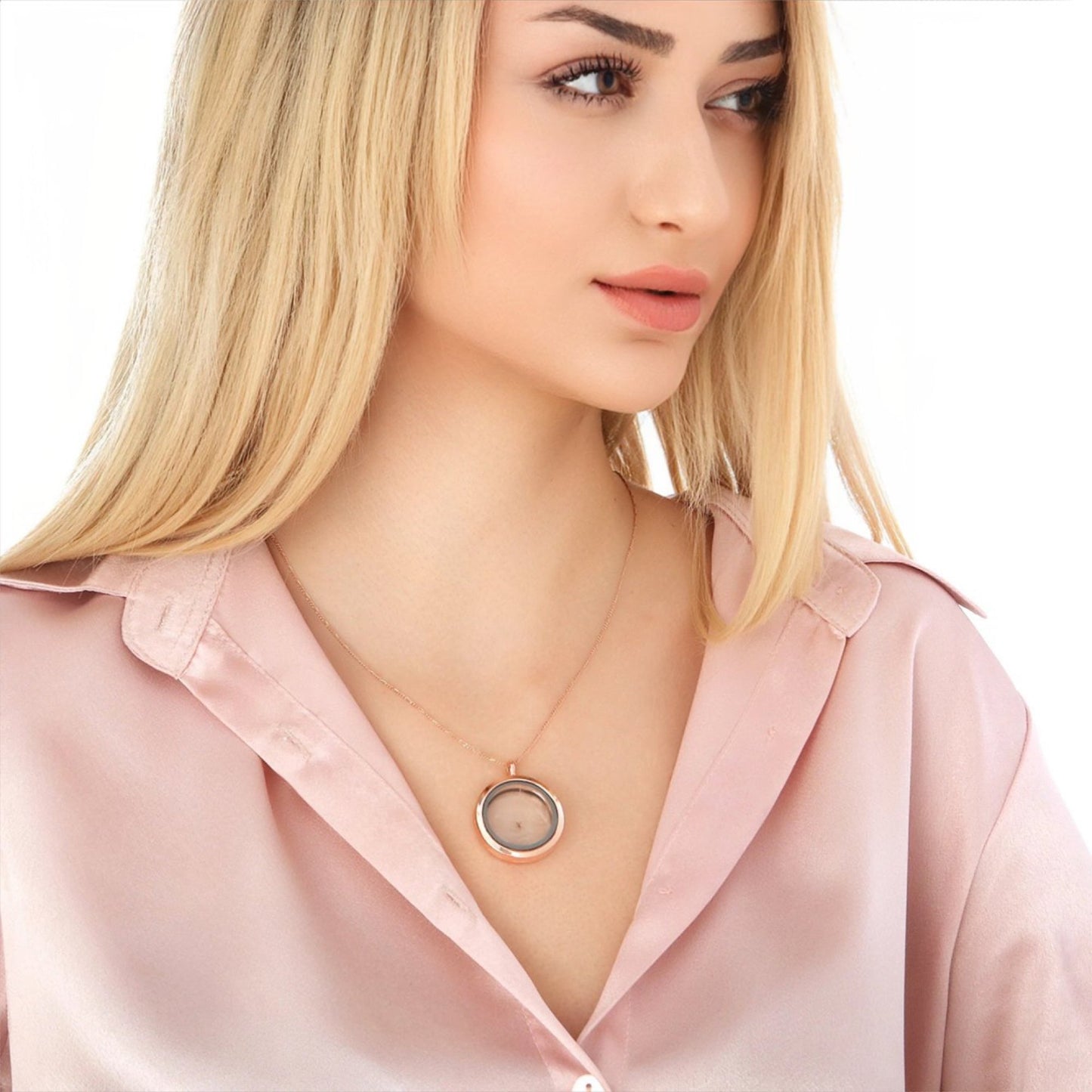 Pustflumen Seeds Glass Medallion - 925 Sterling Rosegold Symbolic…