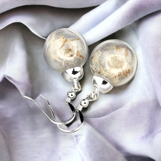 Romantic Real Pulp Flowers Earrings - 925 Sterling Silver - Floral…