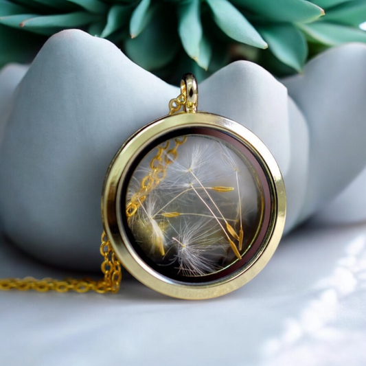Pustflumen Seeds Glass Medallion Chain - Gold Gilded Terrarium…