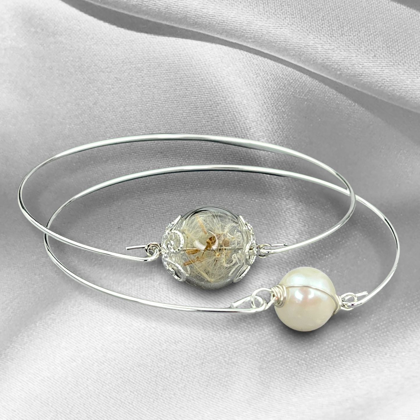 Bangles in the double pack real pulse flowers and freshwater pearl…